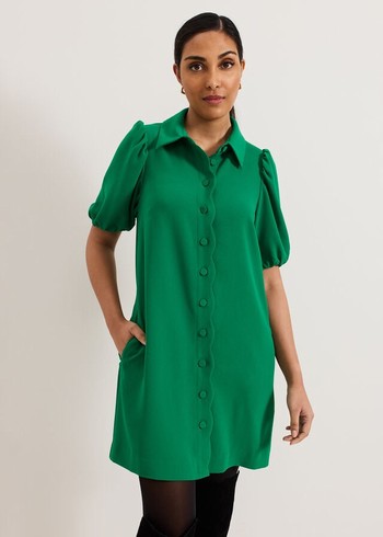 Phase Eight Petite Candice Scallop Dress Green Australia | YE0438671